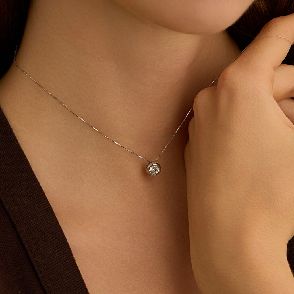 Collana Punto Luce Claire Oro Bianco Cubic Zirconia