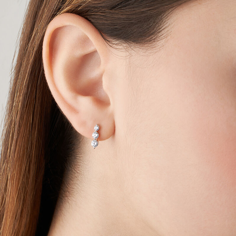 Orecchini Lobo Trilogy Silver Elegance Argento Rodiato Cubic Zirconia - Orecchini a Lobo Donna | Stroili