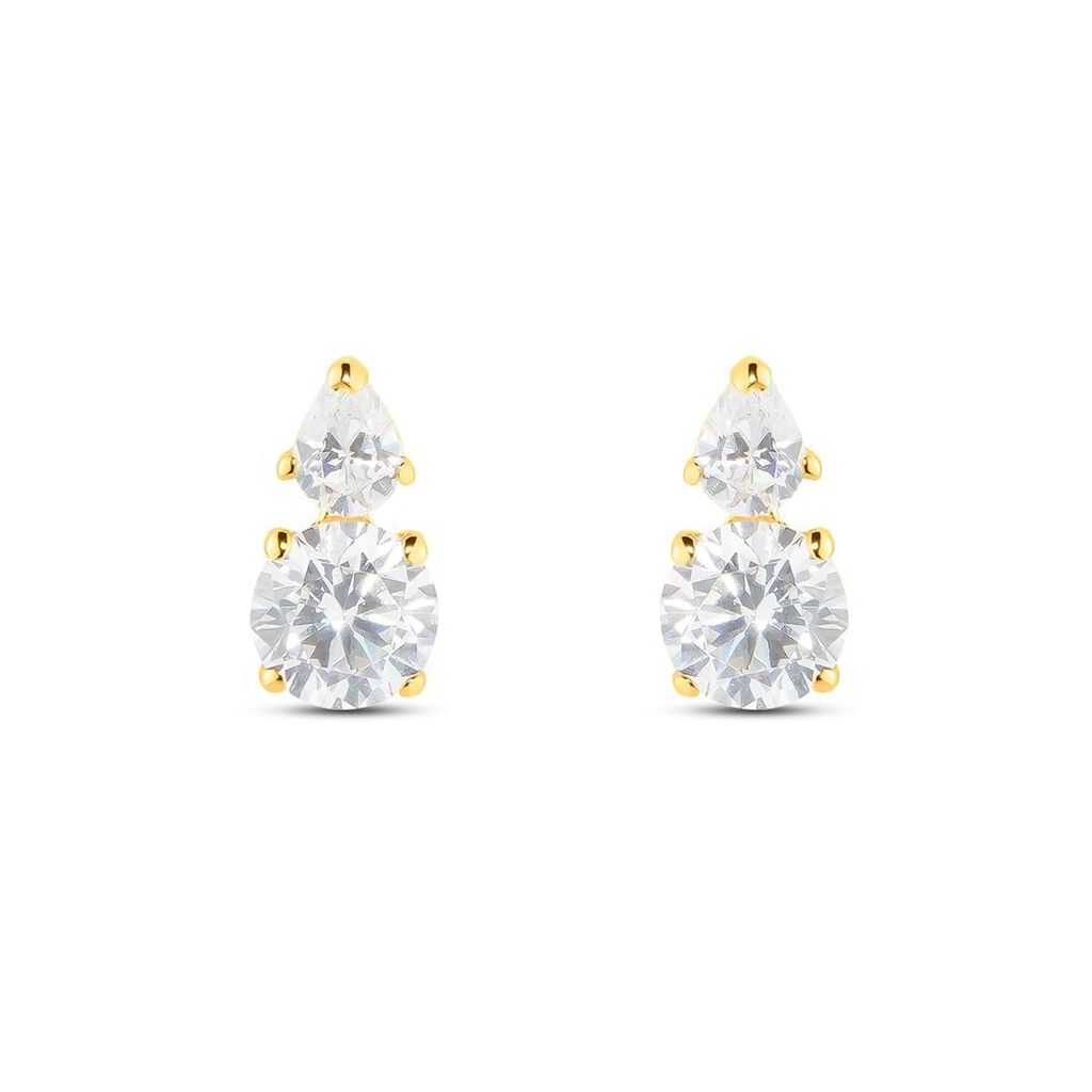 Orecchini Lobo Doppio Punto Luce Claire Oro Giallo Cubic Zirconia - Orecchini a Lobo Donna | Stroili