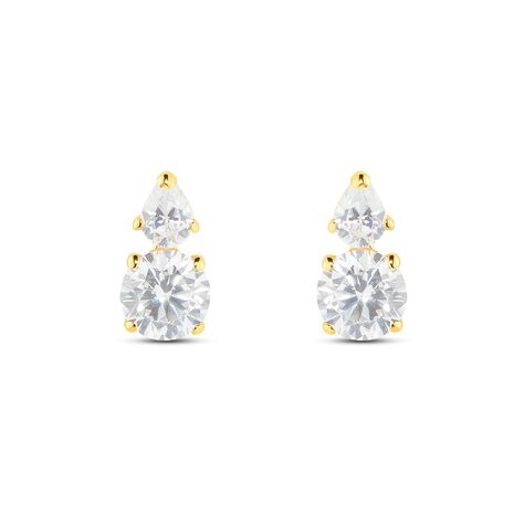 Orecchini Lobo Doppio Punto Luce Claire Oro Giallo Cubic Zirconia - Orecchini a Lobo Donna | Stroili