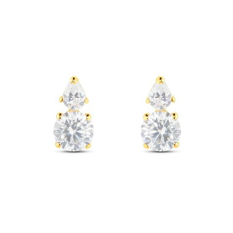 Orecchini Lobo Doppio Punto Luce Claire Oro Giallo Cubic Zirconia - Orecchini a Lobo Donna | Stroili