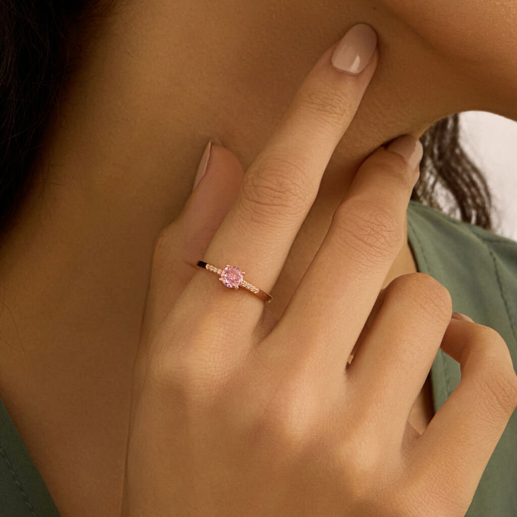 Anello Solitario Silver Rainbow Argento Rosa Cubic Zirconia - Anelli con Pietre Donna | Stroili