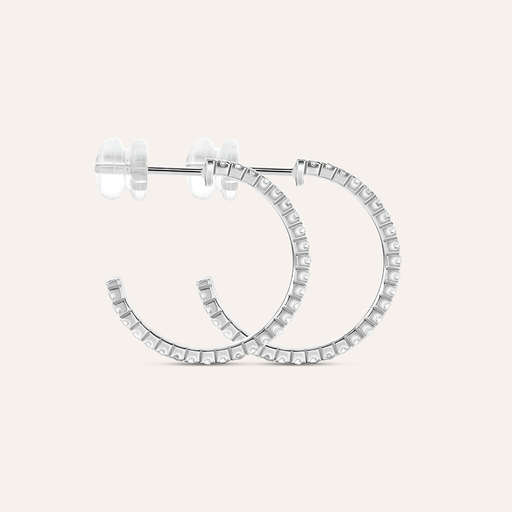 Orecchini A Cerchio Claire Oro Bianco Cubic Zirconia - Orecchini a Cerchio Donna | Stroili