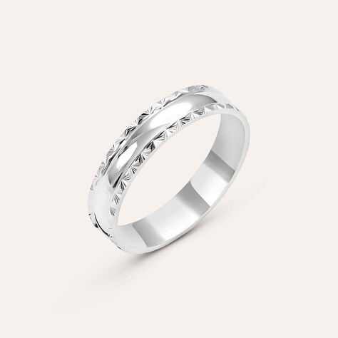 Fede Classica Diamantata 4 mm Oro Bianco - Anelli con Incisione Donna | Stroili