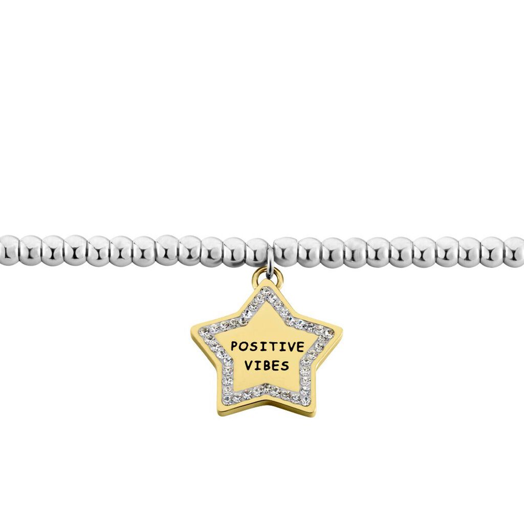 Bracciale Lady Message Acciaio Bicolore Giallo / Bianco Cristallo - Bracciali con Incisione Donna | Stroili