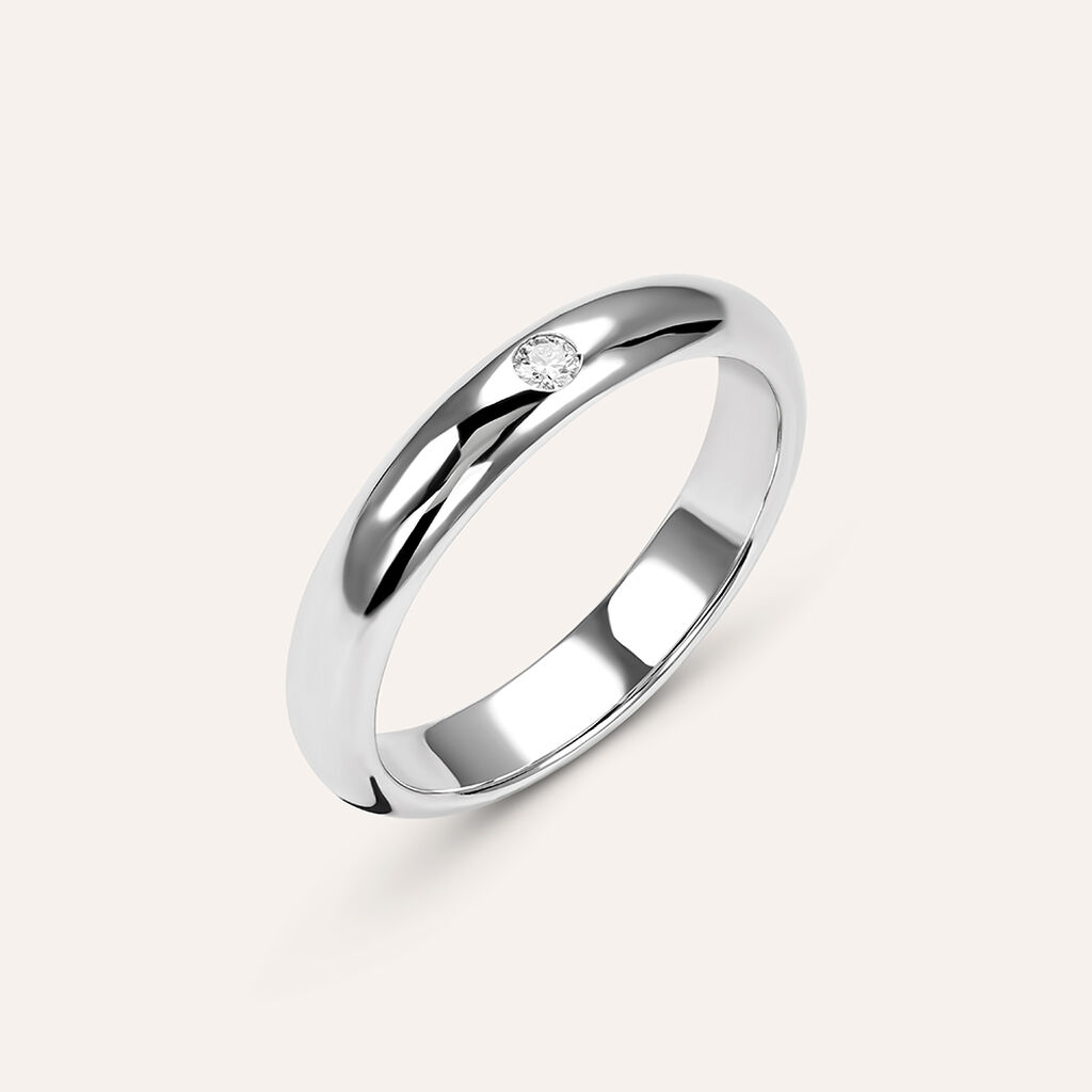 Fede Classica Leggera 3.6 mm Oro Bianco Diamante - Anelli con Incisione Unisex | Stroili