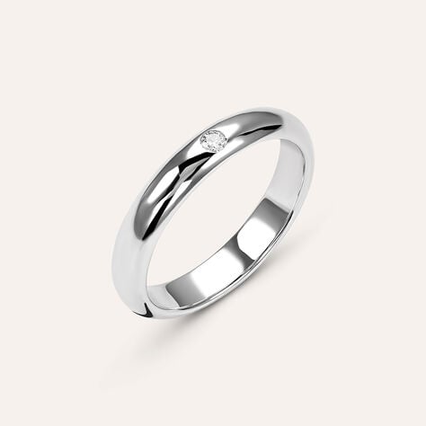Fede Classica Leggera 3.6 mm Oro Bianco Diamante - Anelli con Incisione Unisex | Stroili