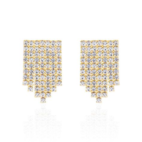 Orecchini pendenti multifilo in metallo dorato con strass - Orecchini Pendenti Donna | Stroili