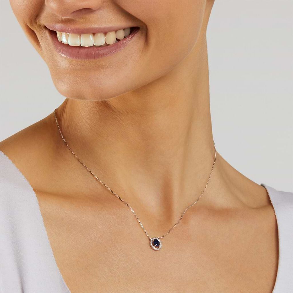 Collana Punto Luce Elizabeth Crown Oro Bianco Zaffiro Diamante - Collane Punto Luce Donna | Stroili