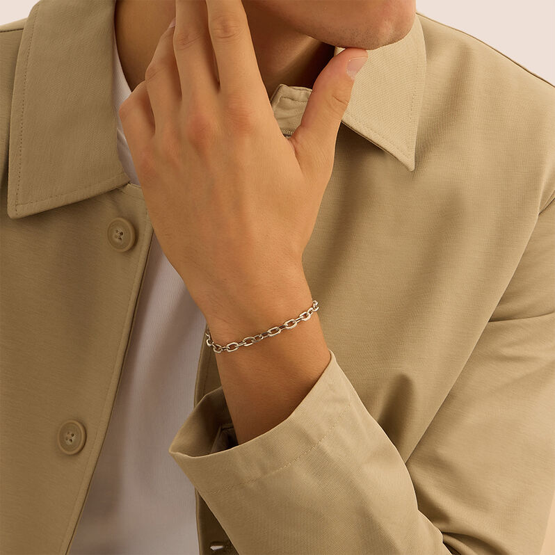Bracciale Catena Gentleman Argento Rodiato - Bracciali Uomo | Stroili