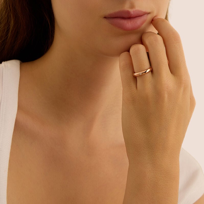 Fede Classica Leggera 3.6 mm Oro Rosa Diamante - Anelli con Incisione Unisex | Stroili