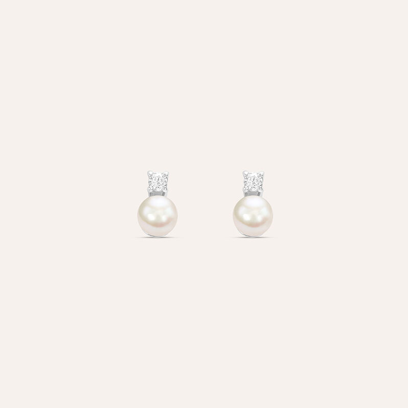 Orecchini Lobo Silver Pearls Argento Rodiato Perla sintentica Cubic Zirconia - Orecchini a Lobo Donna | Stroili