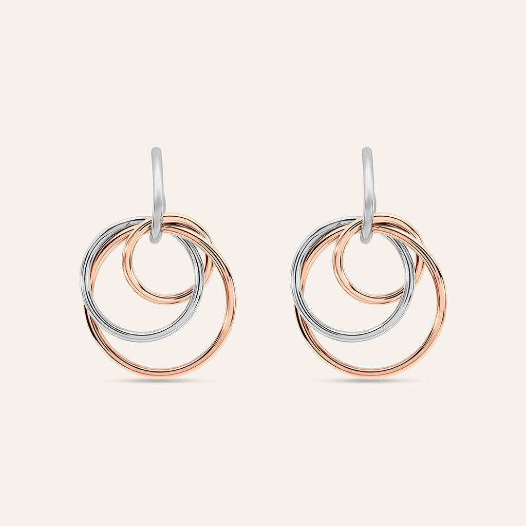 Orecchini Pendenti Sunrise Acciaio Bicolore Bianco / Rosa