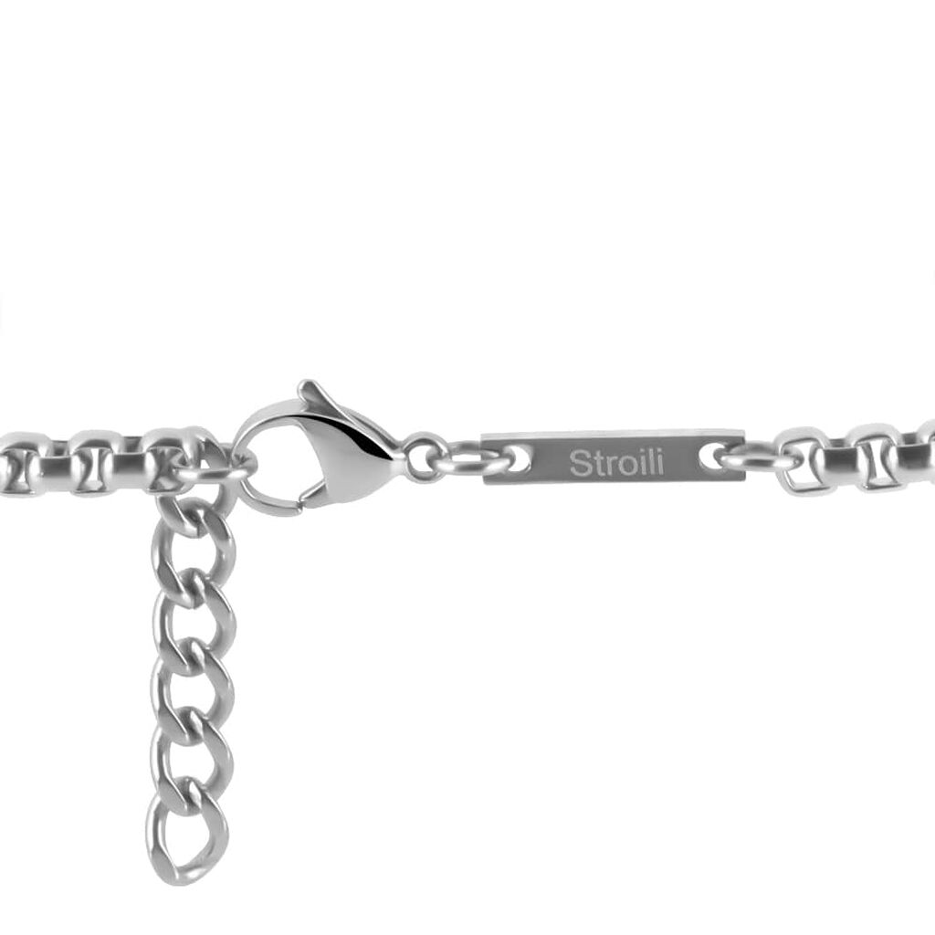 Bracciale Con Targhetta Man Code Acciaio Bicolore Bianco / Nero Cubic Zirconia - Bracciali con Incisione Uomo | Stroili