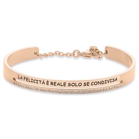 Bangle Lady Message Acciaio Rosa Cristallo - Bracciali Rigidi Donna | Stroili