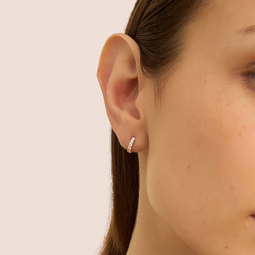 Orecchini A Cerchio Toujours Oro Giallo Cubic Zirconia