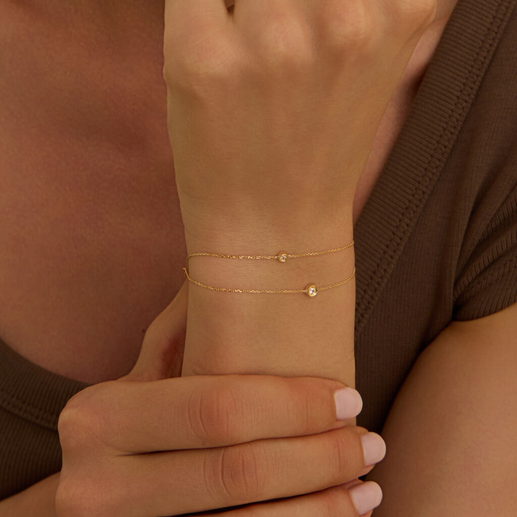 Bracciale Doppio Punto Luce Claire Oro Giallo Cubic Zirconia