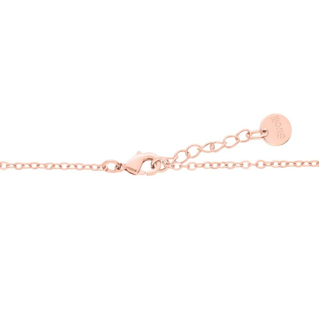 Bracciale in ottone rosato con passante rombo e brillanti - Bracciali Donna | Stroili