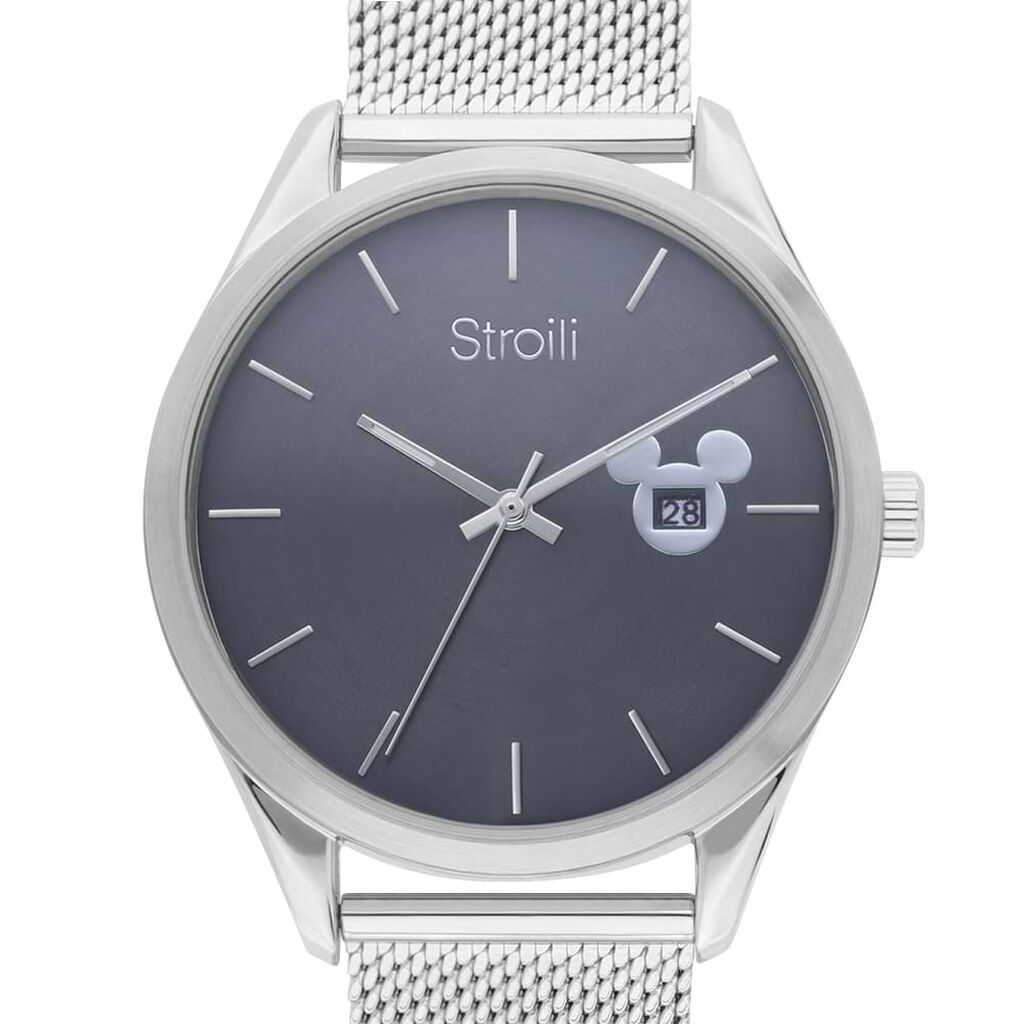 Orologio solo tempo Topolino con cinturino e cassa in acciaio e strass