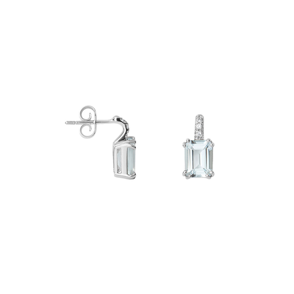 Orecchini Lobo Acquamarina Oro Bianco Acquamarina Diamante - Orecchini a Lobo Donna | Stroili