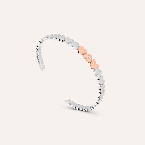 Bangle Lady Chic Acciaio Bicolore Bianco / Rosa Cristallo - Bracciali Rigidi Donna | Stroili