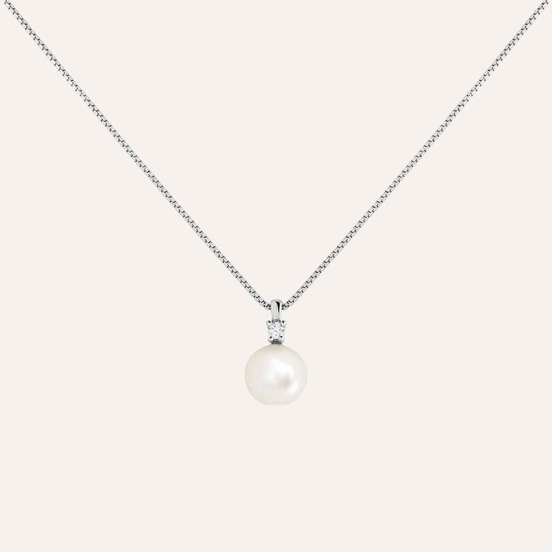 Collana Gabrielle Precious Oro Bianco Perla D'Acqua Dolce Diamante - Collane Donna | Stroili