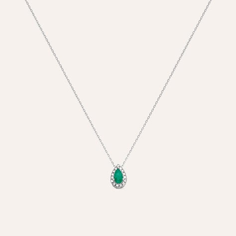 Collana Punto Luce Charlotte Oro Bianco Smeraldo Diamante - Collane Punto Luce Donna | Stroili