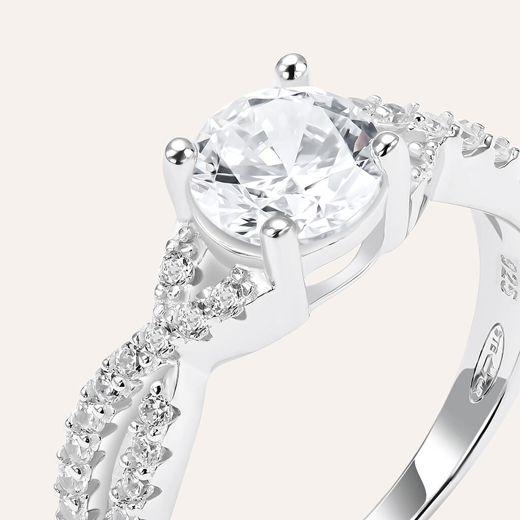 Anello Solitario Silver Elegance Argento Rodiato Cubic Zirconia