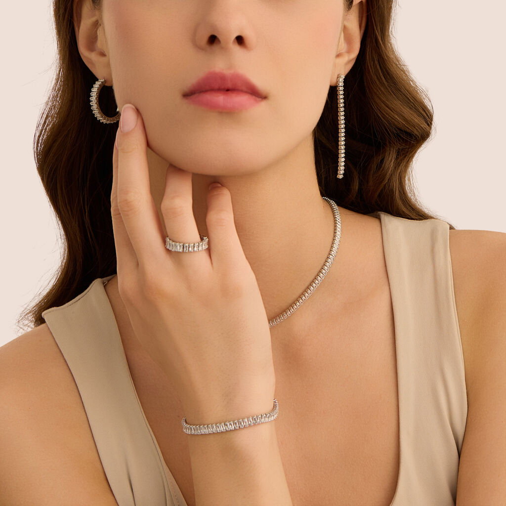 Orecchini A Cerchio Romantic Shine Metallo Cristallo