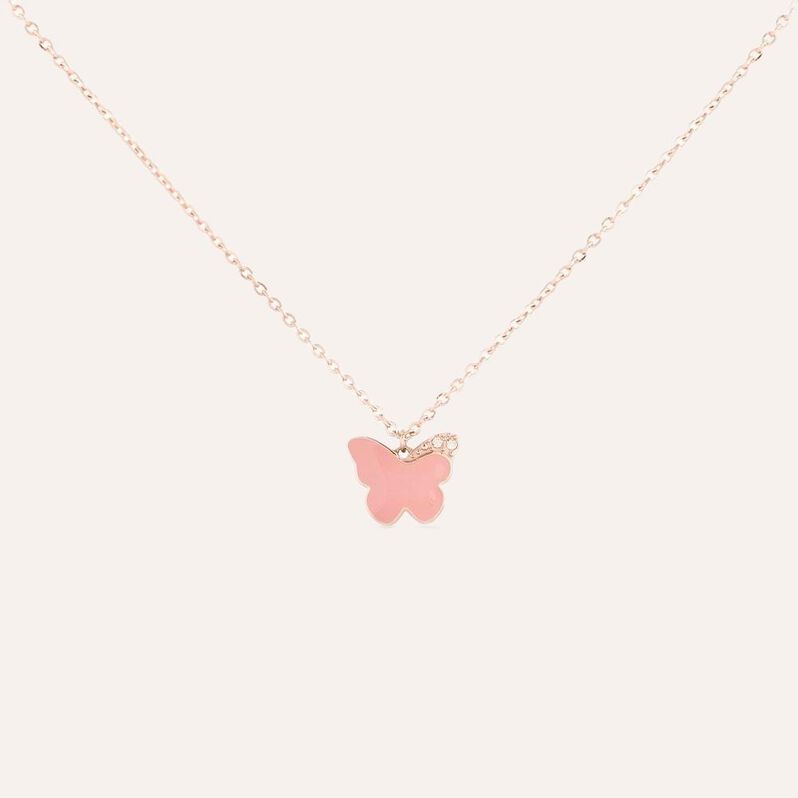 Collana Lady Sweet Acciaio Rosato Farfalla e Cristalli - Collane Donna | Stroili
