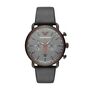 Emporio Armani orologio cronografo in acciaio grigio e cinturino in pelle grigio con quadrante grigio