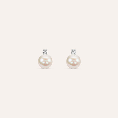 Orecchini Lobo Silver Pearls Argento Rodiato Perla sintentica Cubic Zirconia - Orecchini a Lobo Donna | Stroili