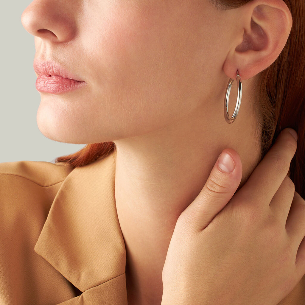 Orecchini A Cerchio Toujours Oro Bianco - Orecchini a Cerchio Donna | Stroili