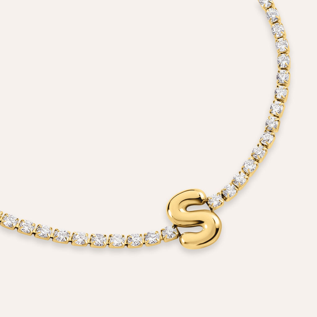 Bracciale Tennis Aura Acciaio Dorato Cubic Zirconia