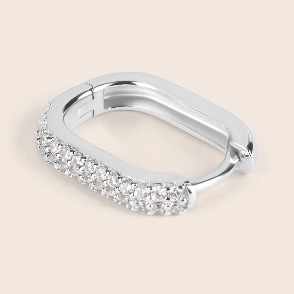 Orecchini A Cerchio In Argento 925 Rodiato Con Zirconia Cubica – Pendenti Croce - 4
