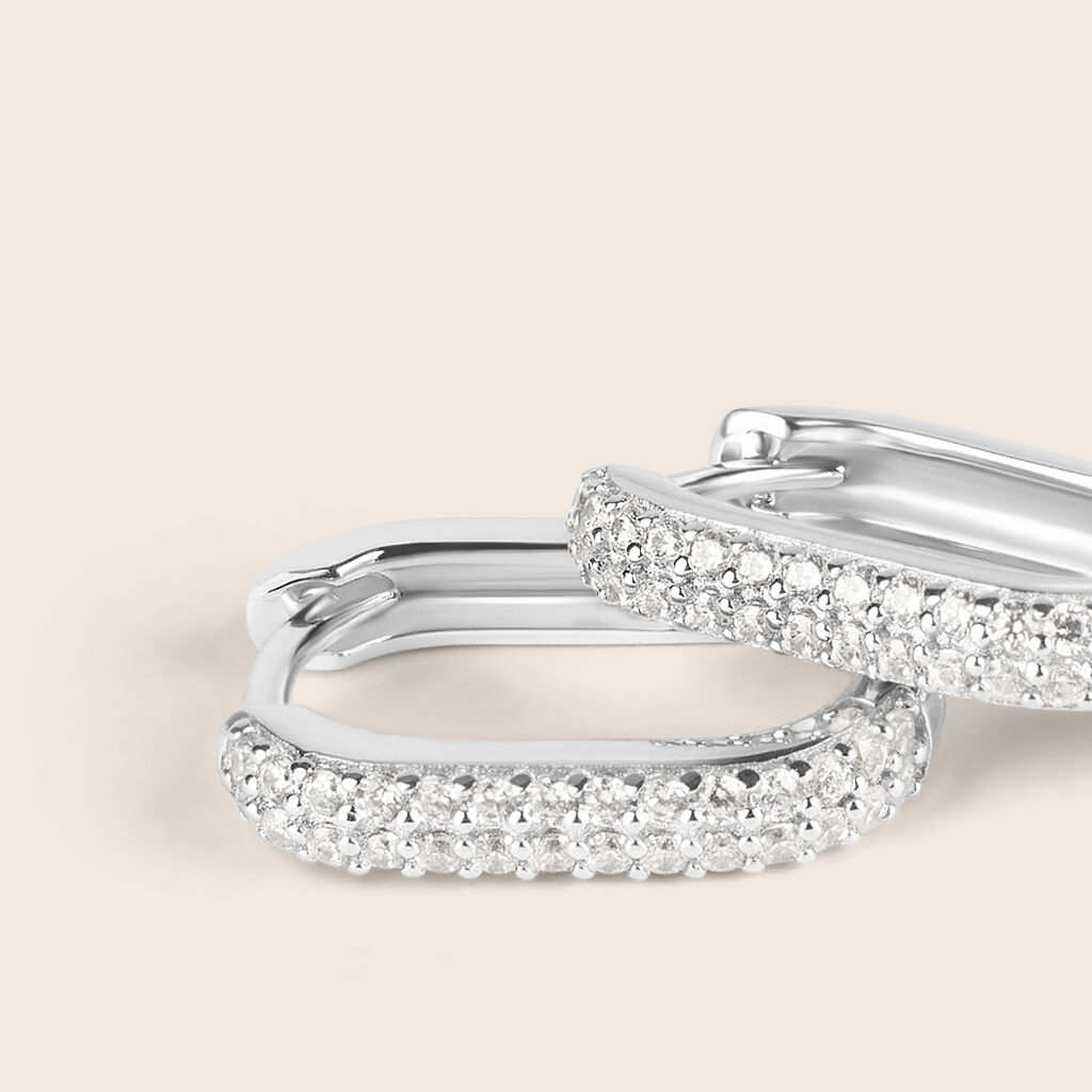 Orecchini A Cerchio Silver Shine Argento Rodiato Cubic Zirconia - Orecchini a Cerchio Donna | Stroili