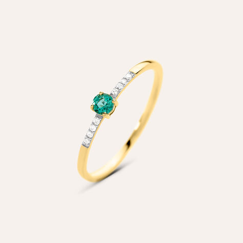 Anello Solitario Charlotte Oro Giallo Smeraldo Diamante - Anelli con Pietre Donna | Stroili