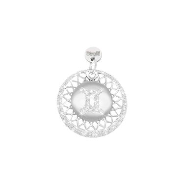 Charm in argento rodiato e glitter