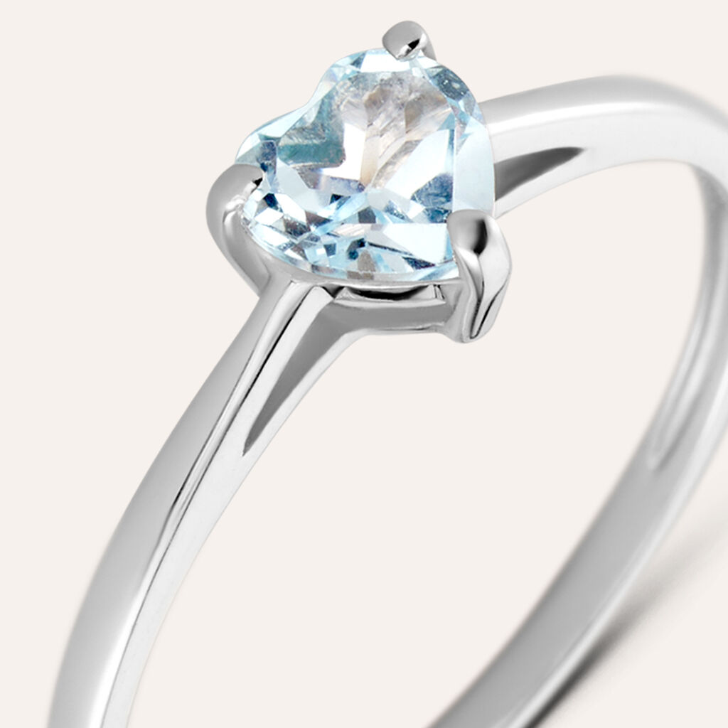 Anello Solitario Am&eacute;lie Oro Bianco Topazio