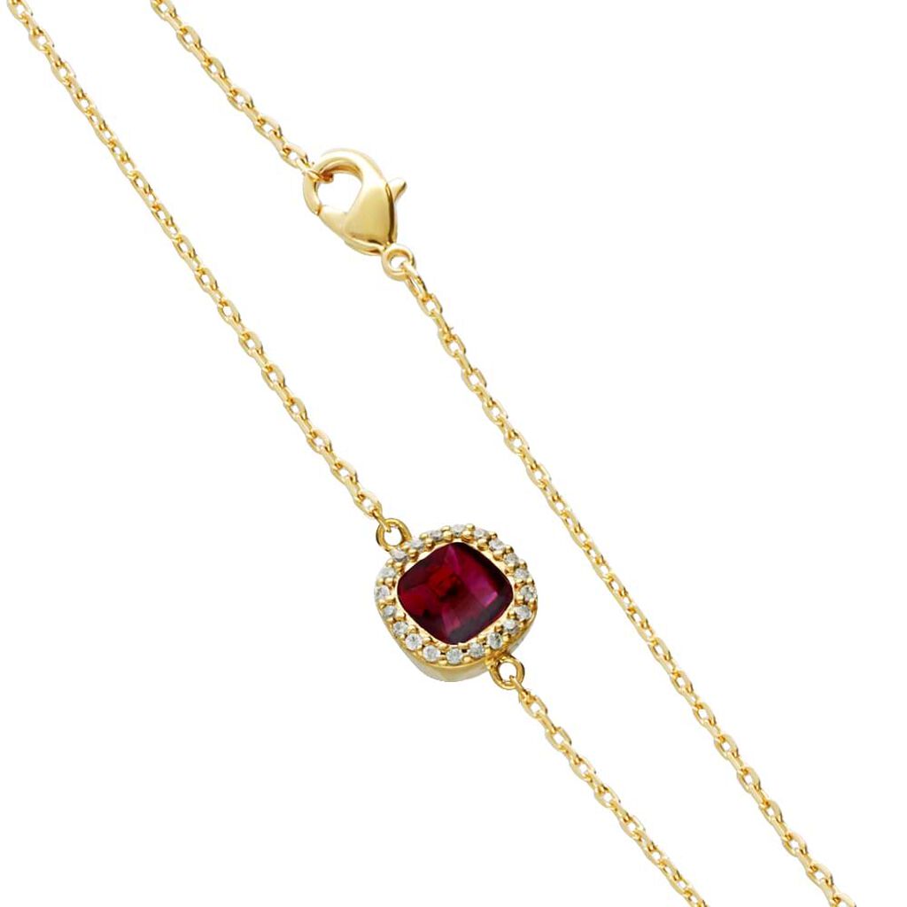 Bracciale placcato oro con pietra rossa e zirconiGirocollo placcato oro con pietra azzurra - Bracciali Amicizia Donna | Stroili