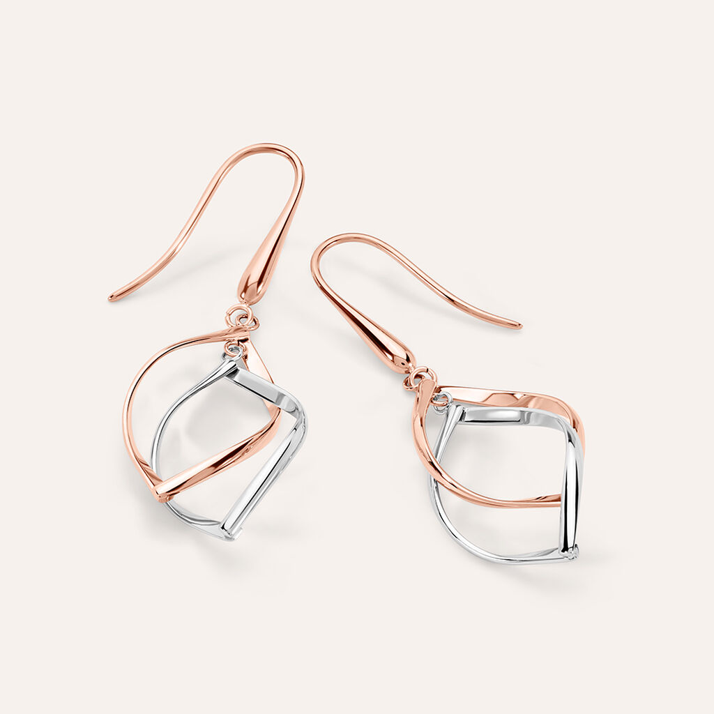 Orecchini Pendenti Sunrise Acciaio Bicolore Bianco / Rosa