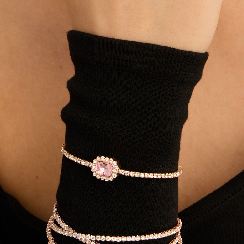 Bangle Romantic Shine Metallo Rosa Cristallo - Bracciali Rigidi Donna | Stroili