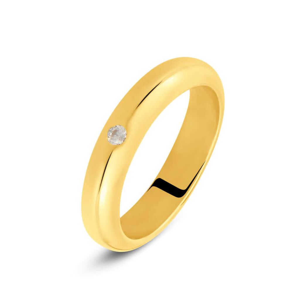 Fede Classica Leggera 4 mm Oro Giallo Diamante