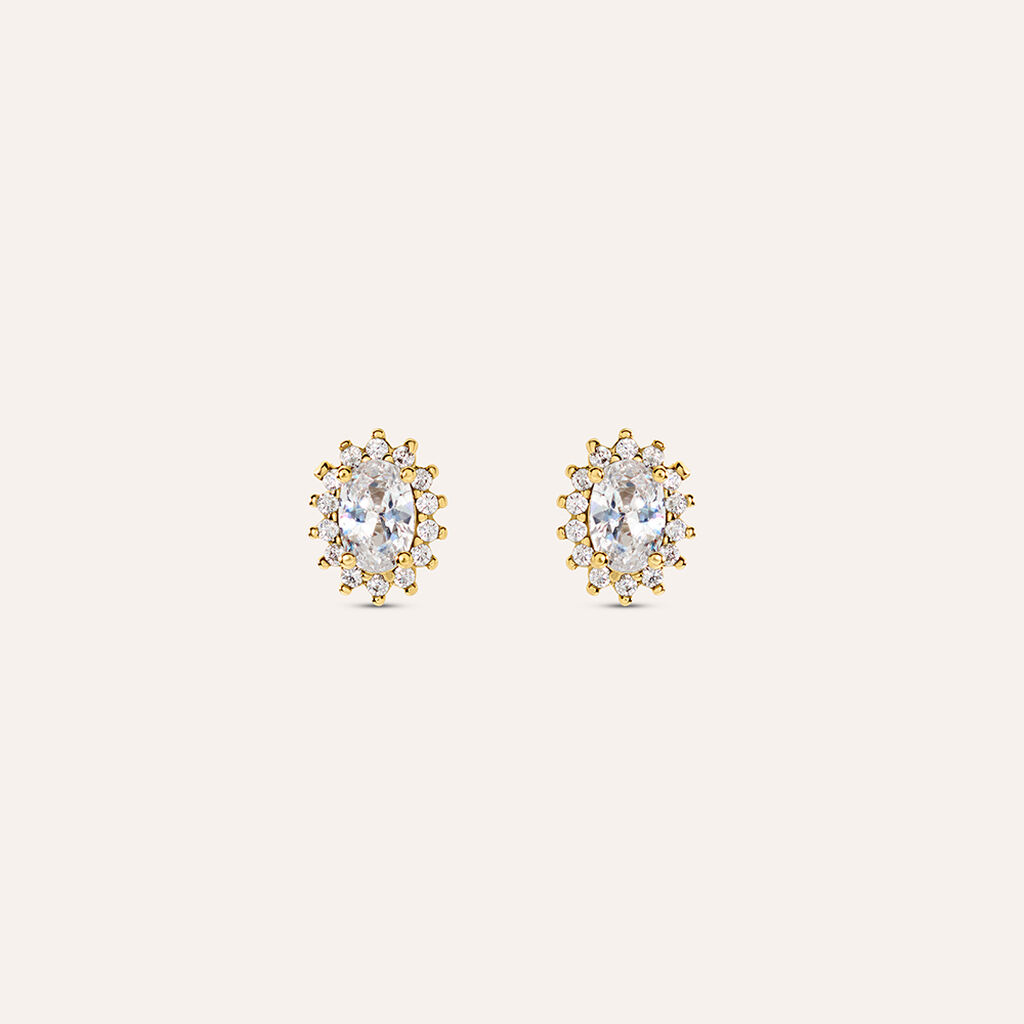 Orecchini Lobo Silver Glow Argento Dorato Cubic Zirconia