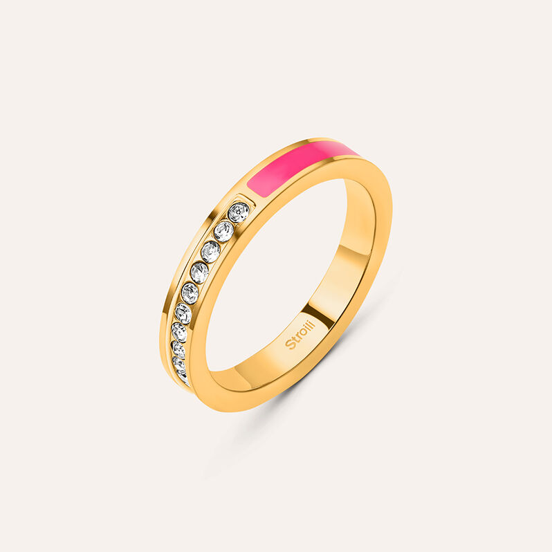 Anello Semi-eternity Lady Sweet Acciaio Dorato Cristallo - Anelli con Pietre Donna | Stroili