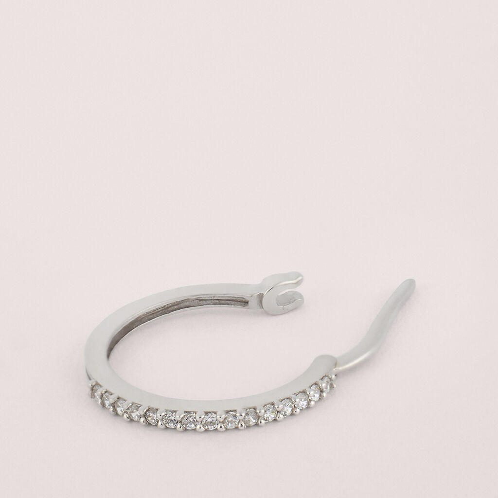 Orecchini A Cerchio Toujours Oro Bianco Cubic Zirconia