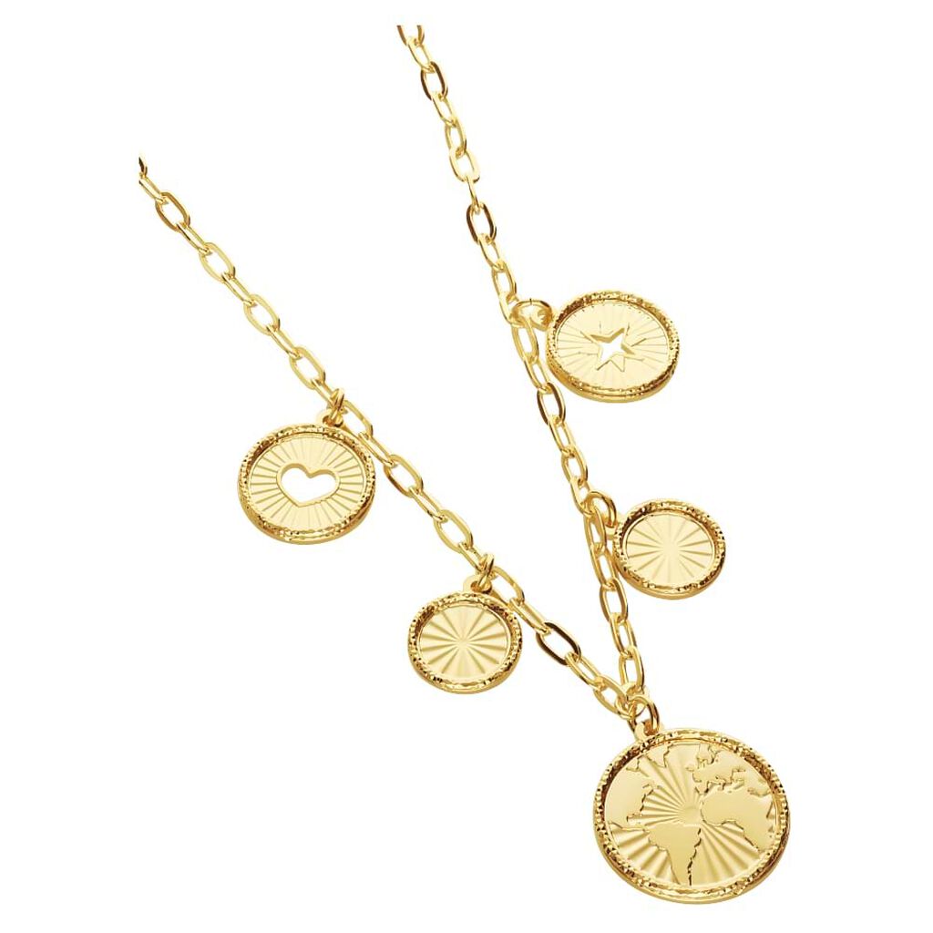 Girocollo rosa dei venti. mondo e cuore in bronzo dorato - Collane Donna | Stroili