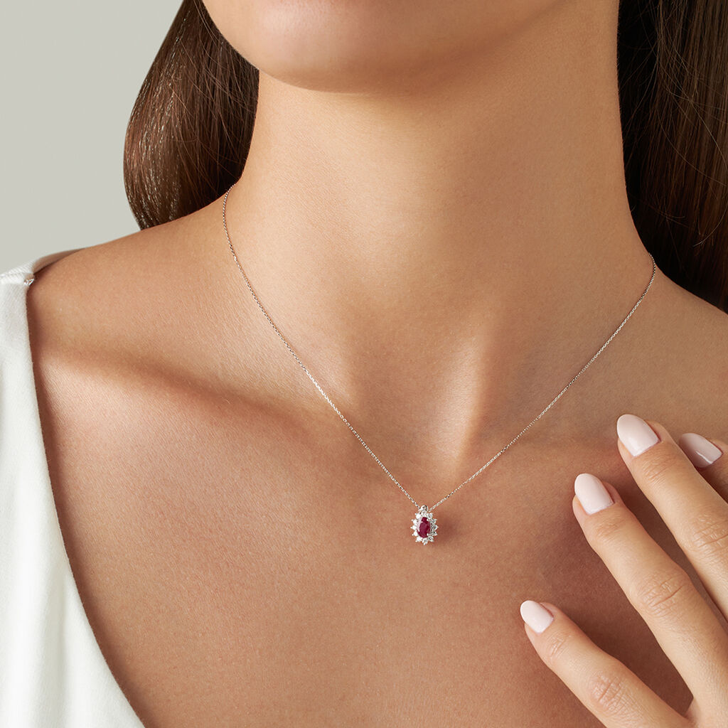 Collana Charlotte Oro Bianco Rubino Diamante - Collane Donna | Stroili