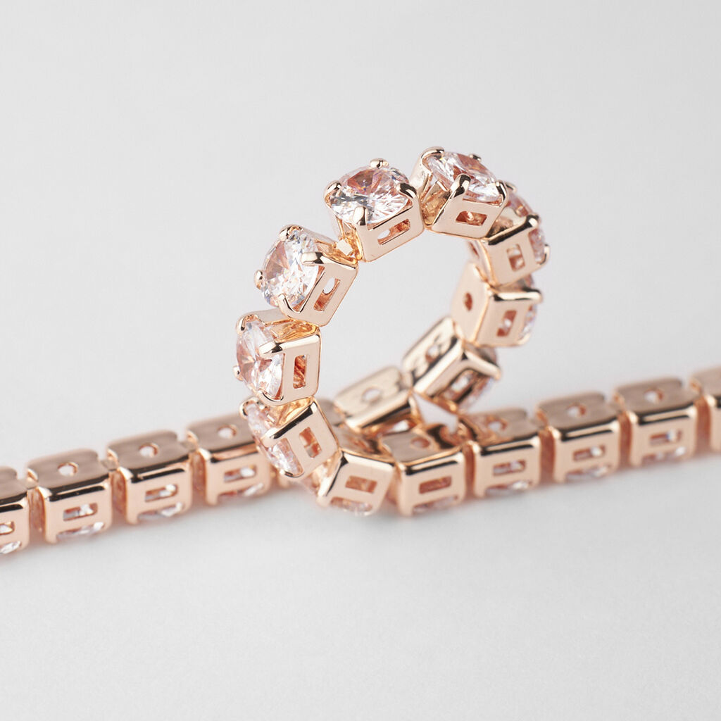Bracciale Tennis Romantic Shine Metallo Rosa Cristallo - Bracciali Tennis Donna | Stroili
