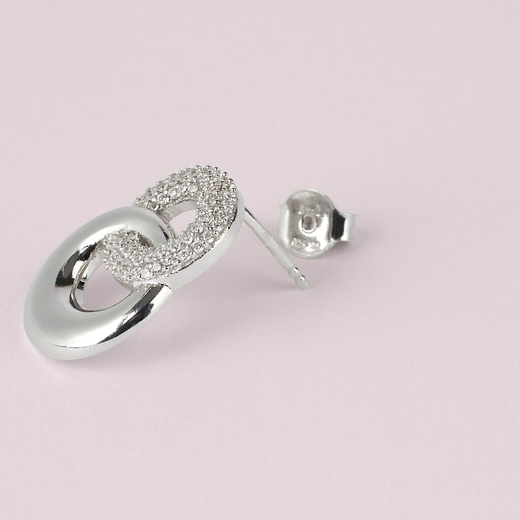 Orecchini Lobo Silver Shine Argento Rodiato Cubic Zirconia